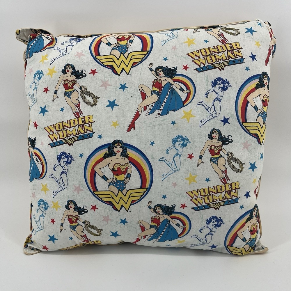 Wonder Woman Throw Pillow 16" Square DC Comics Vintage